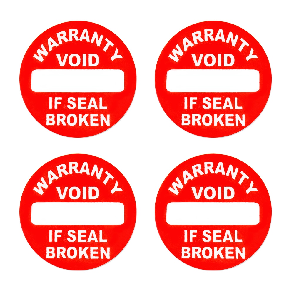 Vinylová záruční samolepka Waranty VOID if seal broken červená 8mm