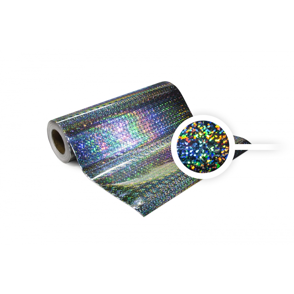Univerzální hologramová samolepící fólie na metry - kolečka stříbrné