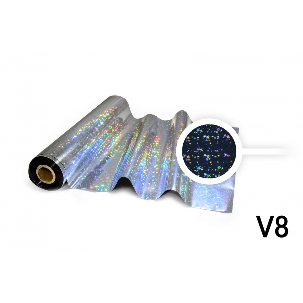 Fólie pro Hot Stamping - V8 hologramová stříbrná vzor hvězdy