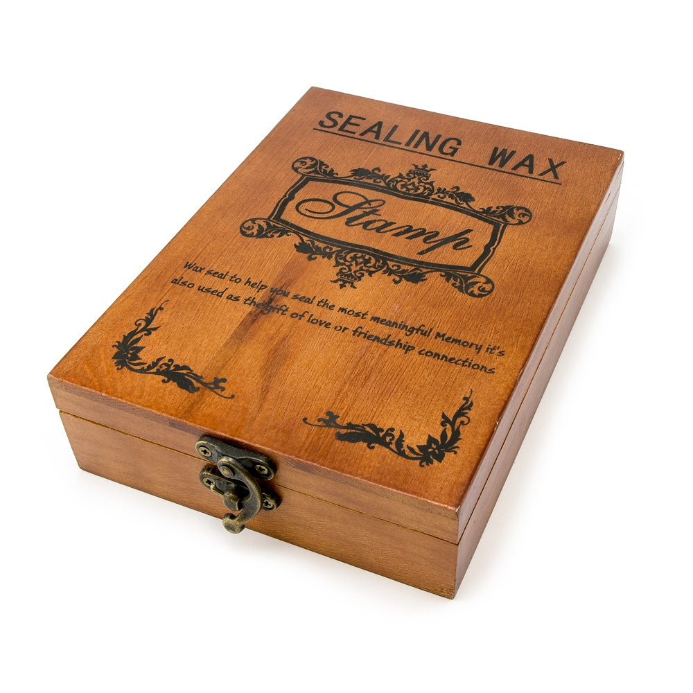 Dřevěná dárková krabička s vosky pro voskové pečetidlo