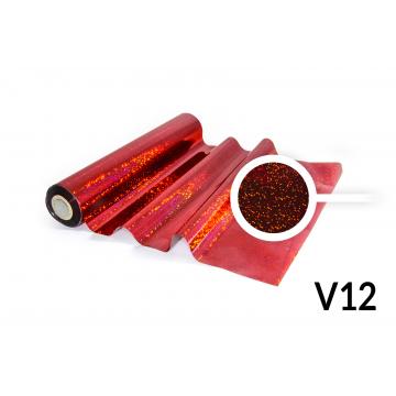 Fólie pro Hot Stamping - V12 hologramová vínově červená elipsy malé nepravidelné