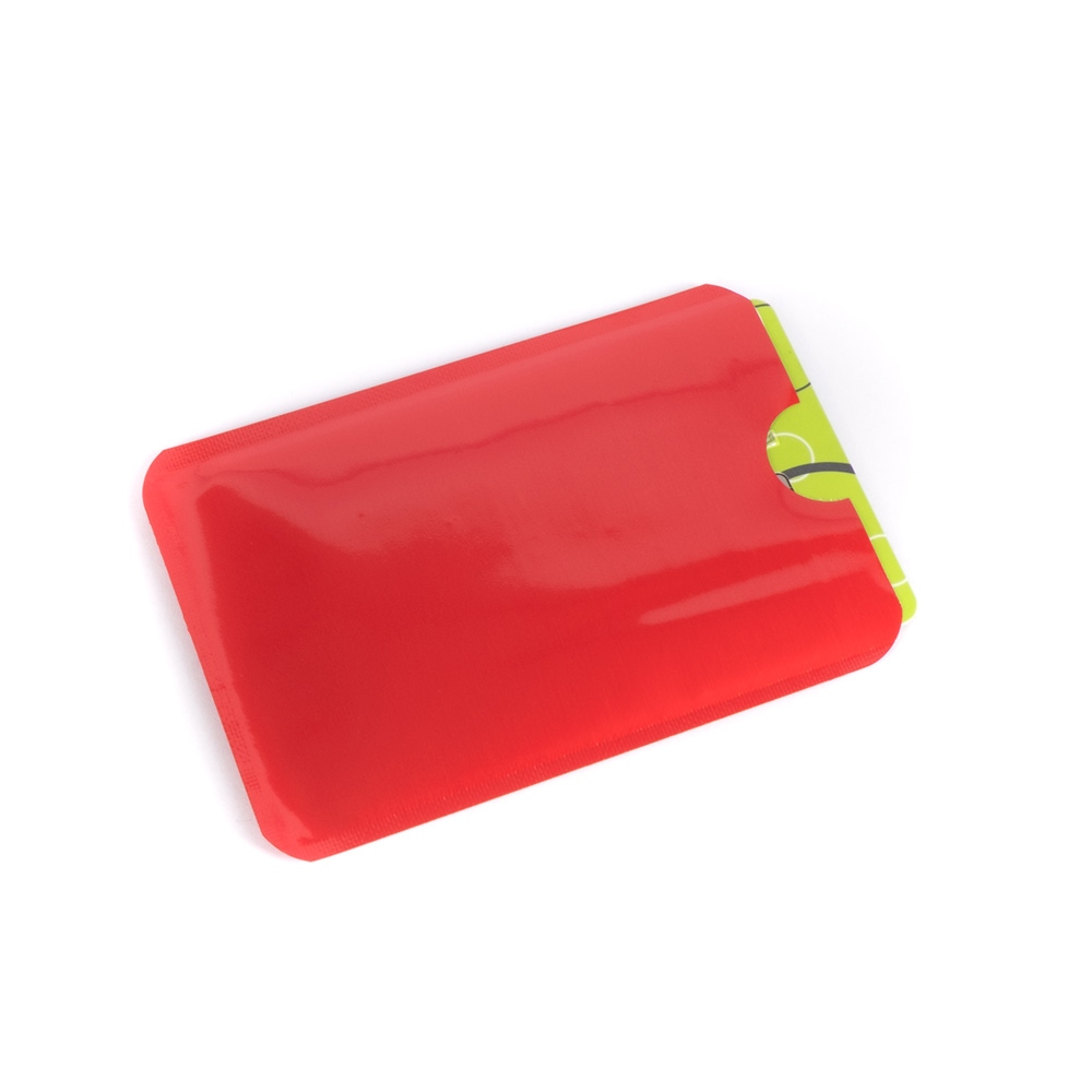 Bezpečnostní obal červený na bezkontaktní kartu blokující RFID a NFC signál