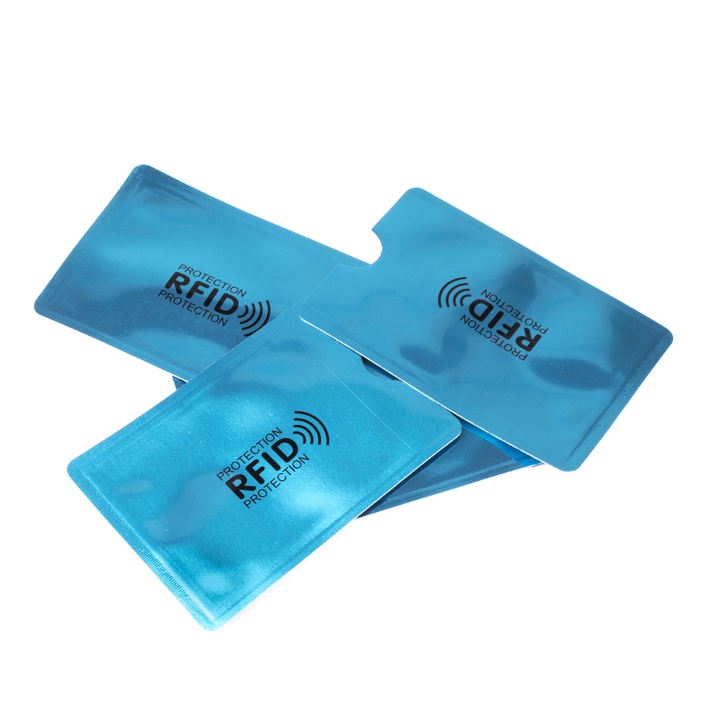 Bezpečnostní obal modrý na bezkontaktní kartu blokující RFID a NFC signál