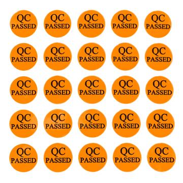 QC PASSED PVC kruhová samolepka 10mm oranžová