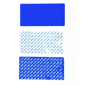 Reziduální bezpečnostní samolepka modrá 50x25mm