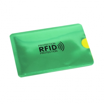 Bezpečnostní obal zelený na bezkontaktní kartu blokující RFID a NFC signál