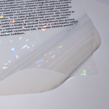 Samolepící transparentní holografická fólie A4 pro potisk a tvorbu samolepek - motiv střepy