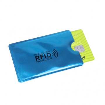 Bezpečnostní obal modrý na bezkontaktní kartu blokující RFID a NFC signál