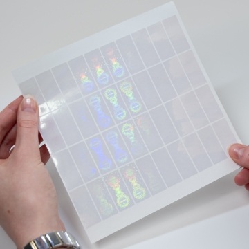 Transparentní hologramové přelepky krabiček Original 15x35mm