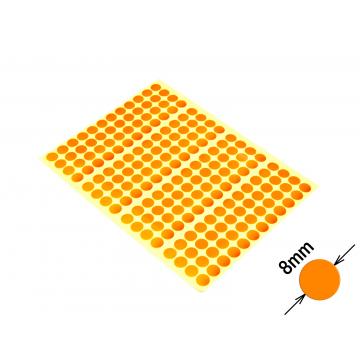 Kruhové barevné signalizační samolepky bez potisku 8mm oranžové