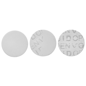 Nereziduální bílá – průsvitná kruhová VOID samolepka s vysokou přilnavostí 20mm