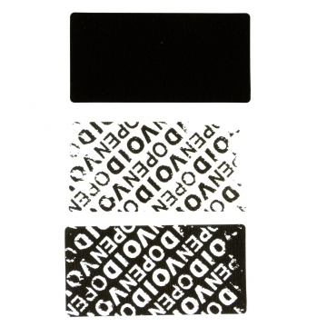 Reziduální bezpečnostní samolepka černá 50x25mm 